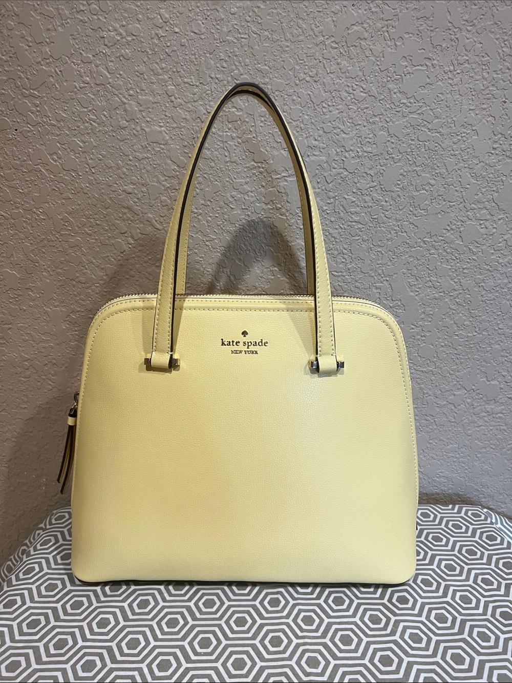 kate spade pale yellow dome satchel